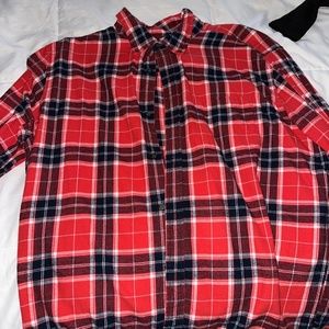 XL Red and Navy Flannel Button Up